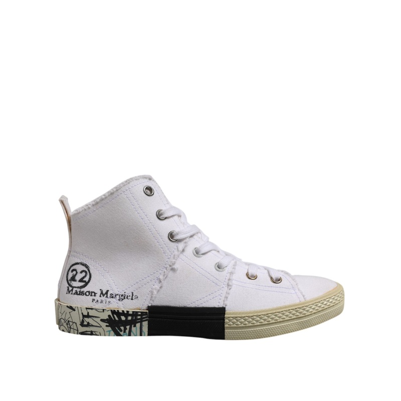 Maison Margiela White Lace Up Mid Top Women Sneakers Shoes