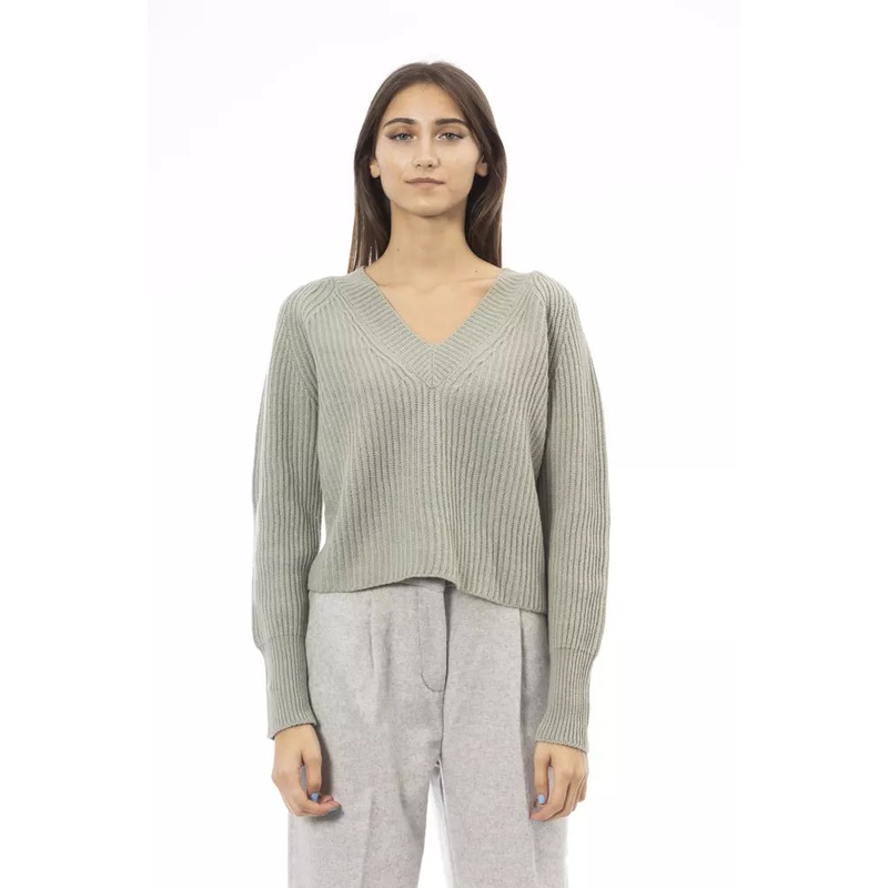 Alpha Studio Green Wool Women Sweater