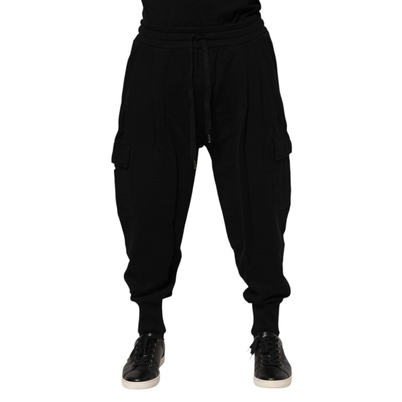 Dolce & Gabbana Black Cotton Logo Jogger Sweatpants Pants