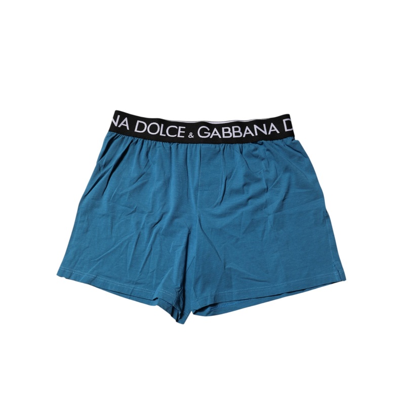 Dolce & Gabbana Blue Logo Waist Regular Boxer Shorts Underwear