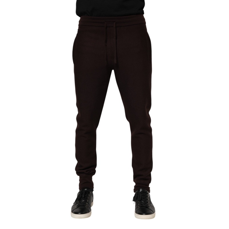 Dolce & Gabbana Brown Cashmere Men Jogger Sweatpants Pants