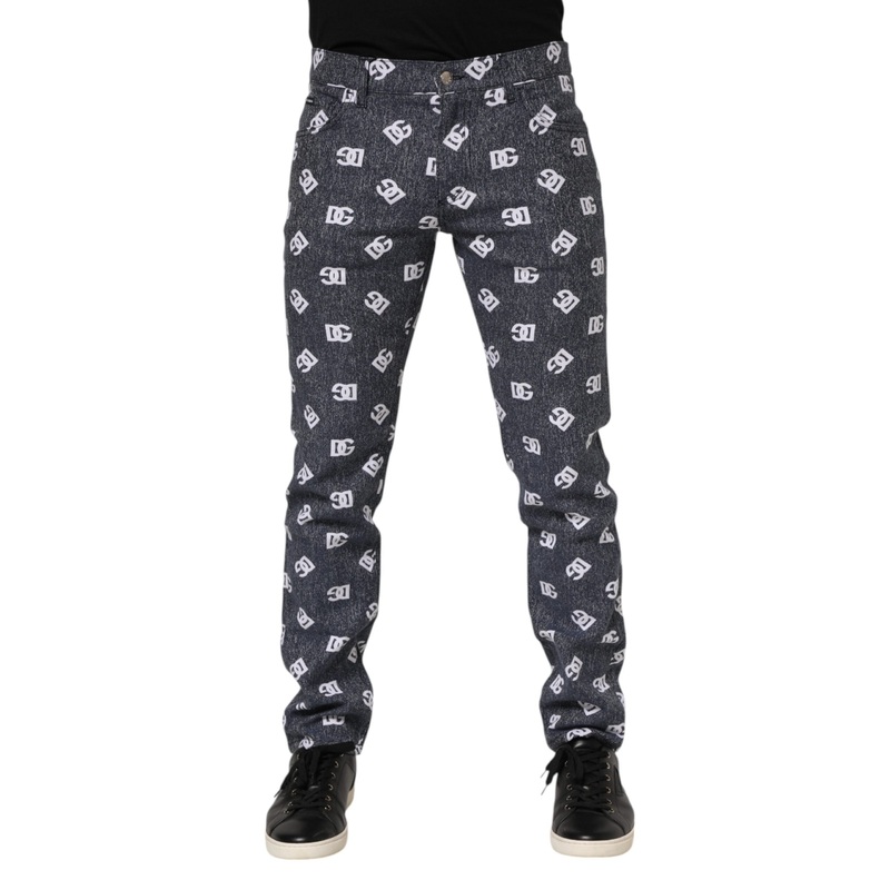 Dolce & Gabbana Dark Gray Logo Cotton Skinny Slim Denim Jeans