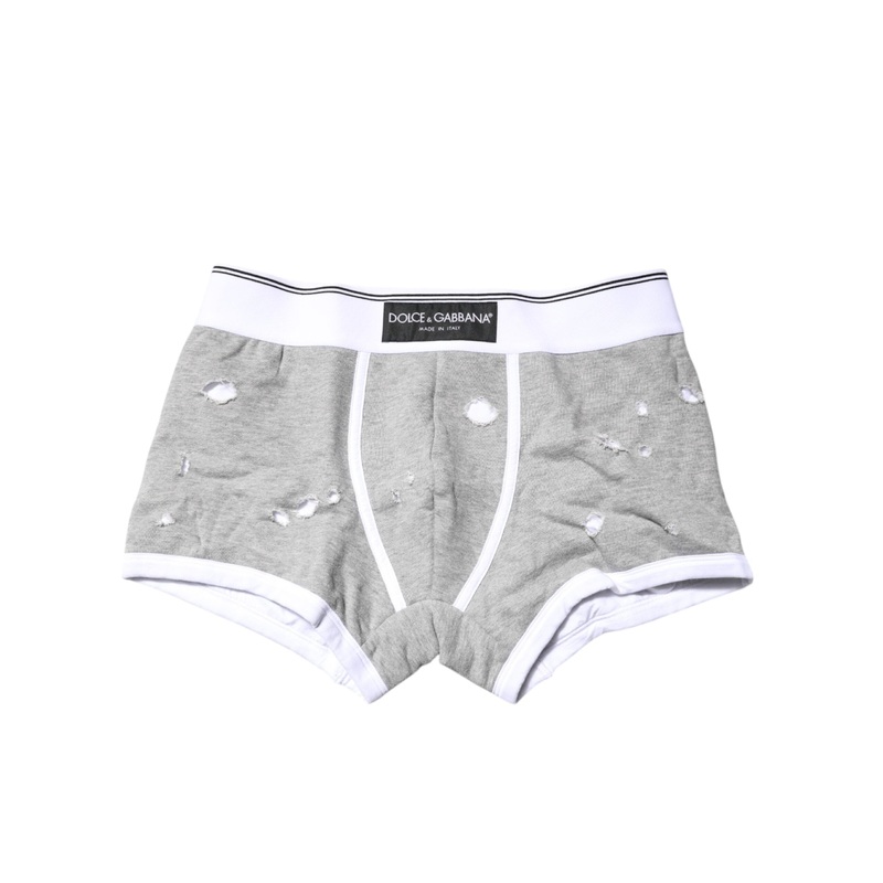 Dolce & Gabbana Gray Cotton Stretch Regular Boxer Underwear