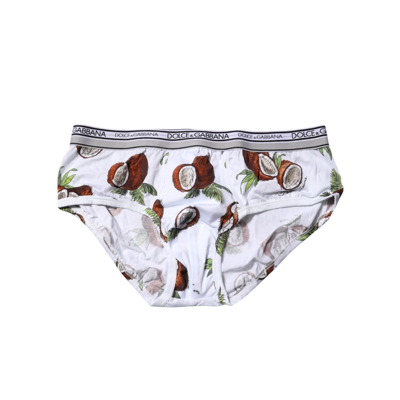 Dolce & Gabbana White Coconut Printed Regular Brief Underwear