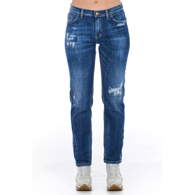Frankie Morello Blue Cotton Women Jeans