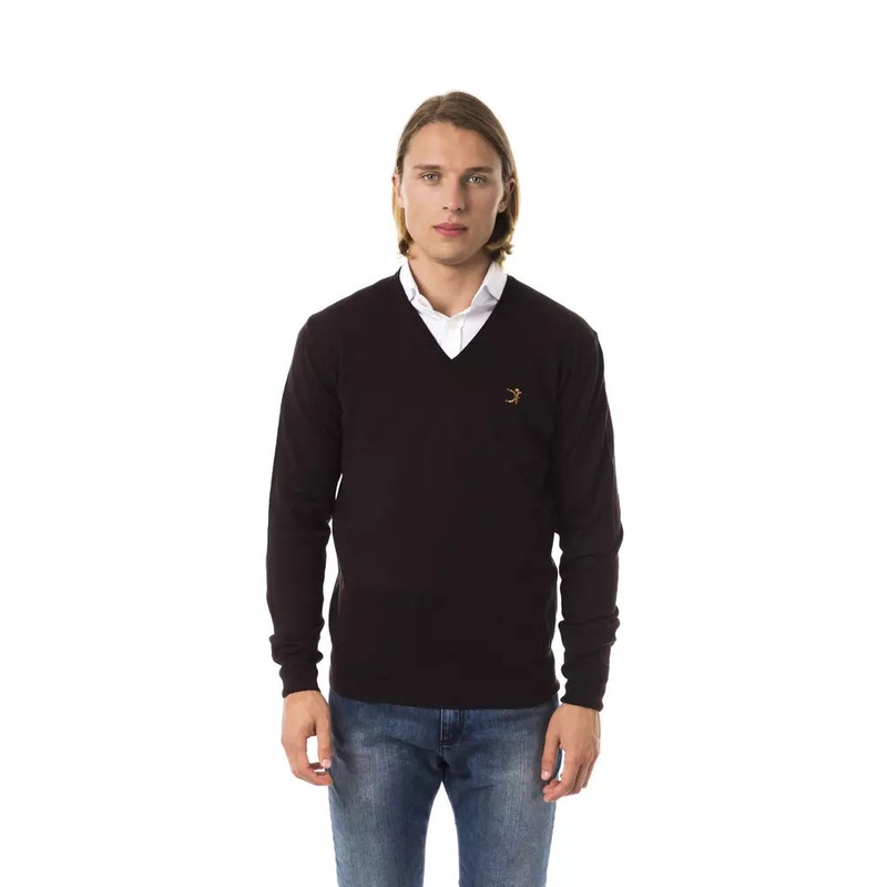 Uominitaliani Brown Merino Wool Men Sweater