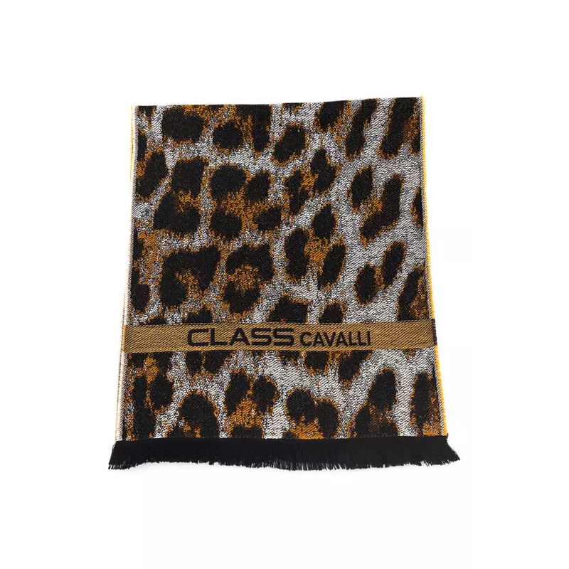 Cavalli Class Brown Wool Men Scarf