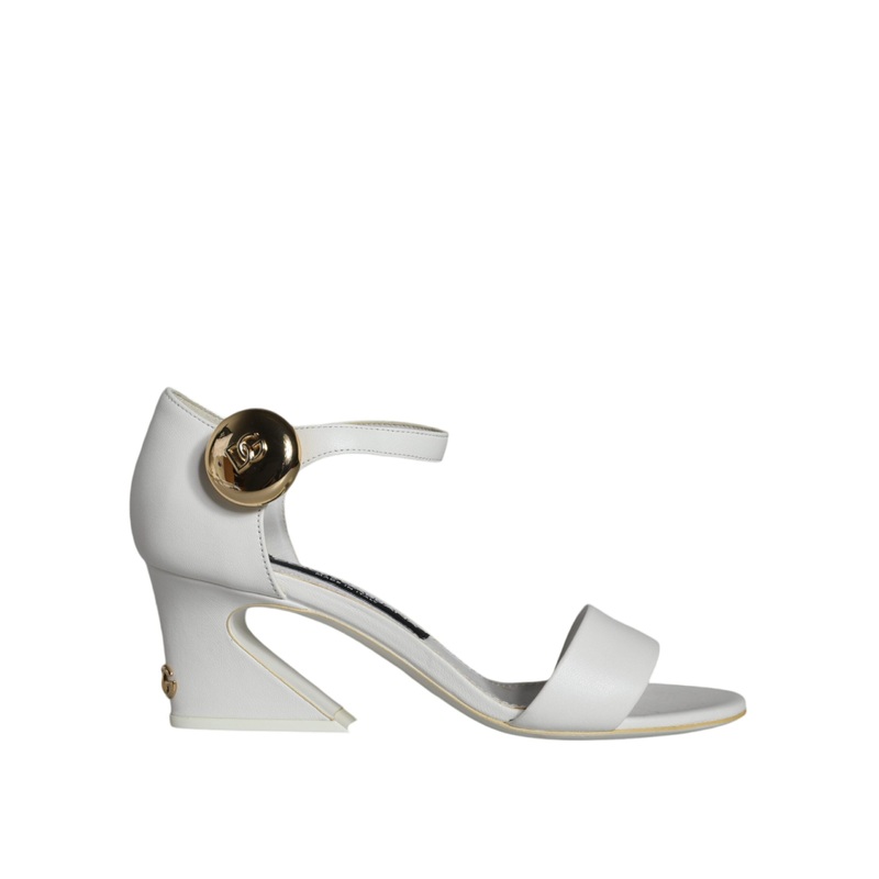 Dolce & Gabbana White Leather Heels Keira Sandals Shoes
