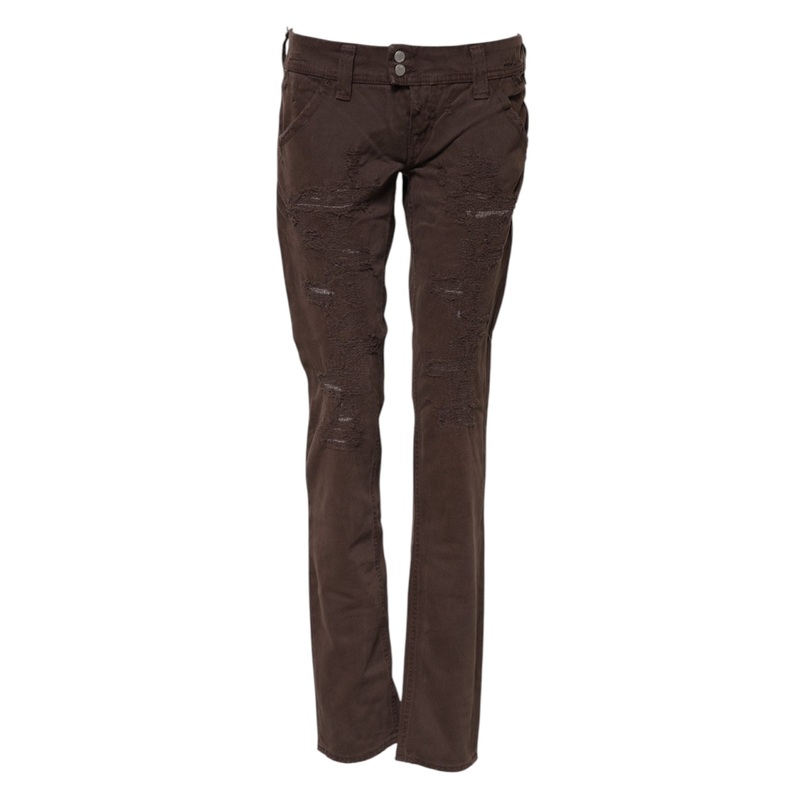 CYCLE Brown Cotton Low Waist Skinny Casual Jeans