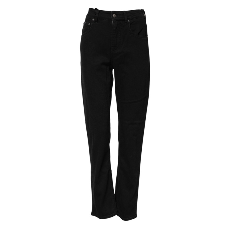Dolce & Gabbana Black Boyfriend Cotton Mid Waist Denim Jeans