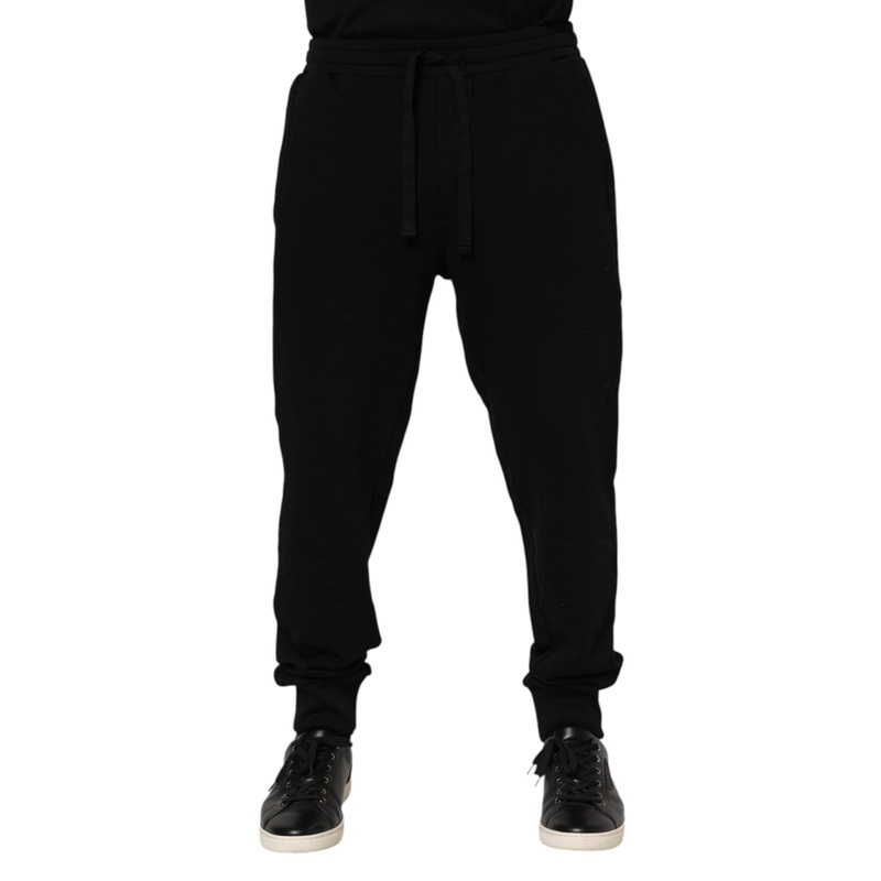 Dolce & Gabbana Black Cotton Crown Jogger Sweatpants Pants