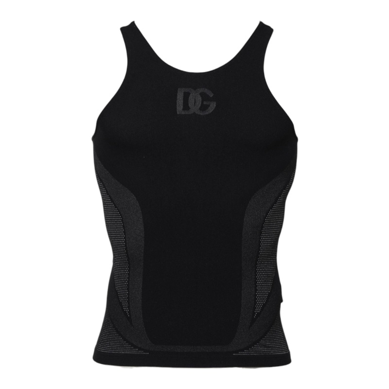 Dolce & Gabbana Black Nylon Sleeveless Underwear Tank T-shirt