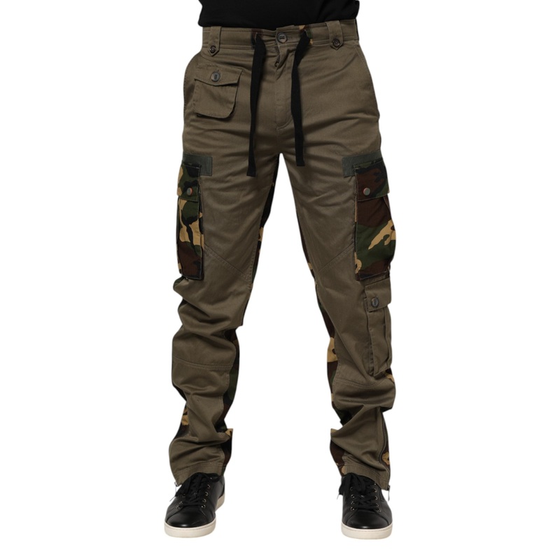 Dolce & Gabbana Brown Cotton Camouflage Cargo Pants