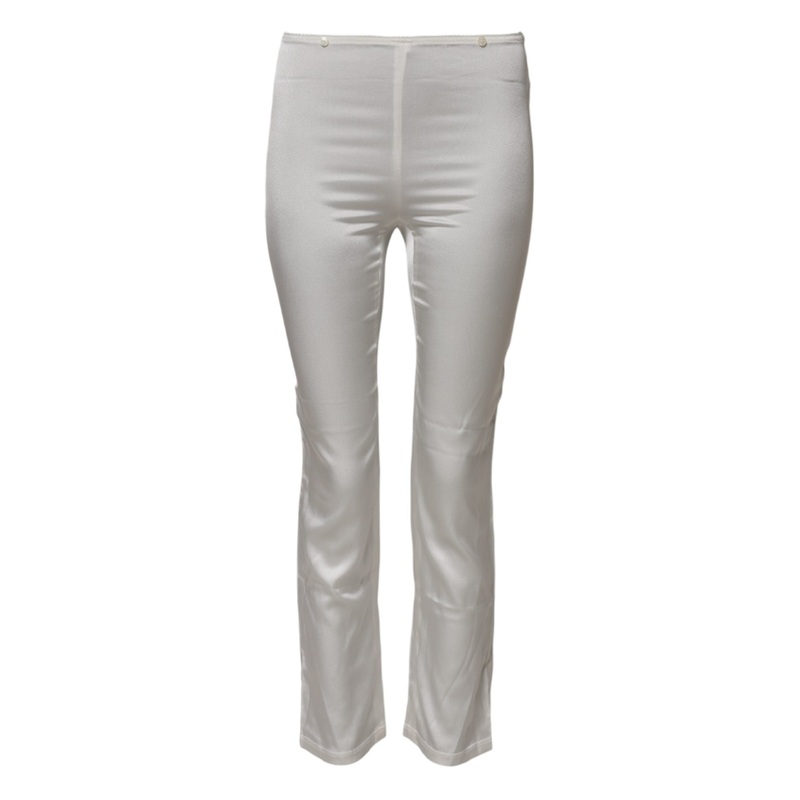 Dolce & Gabbana Ivory Silk Tapered High Waist Pants