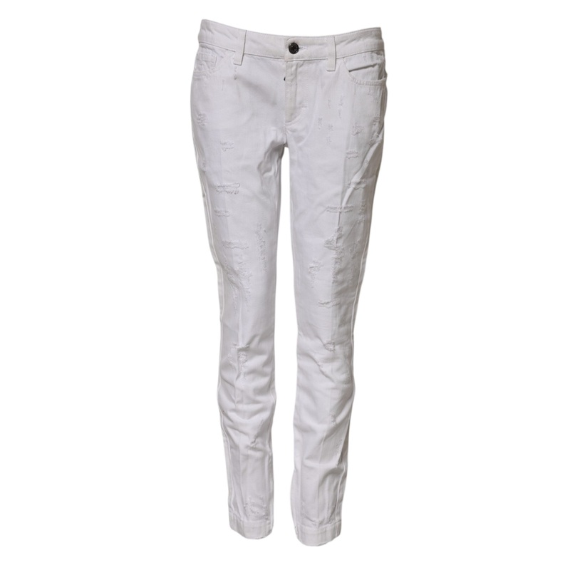 Dolce & Gabbana White Cotton Mid Waisted Women Denim Jeans