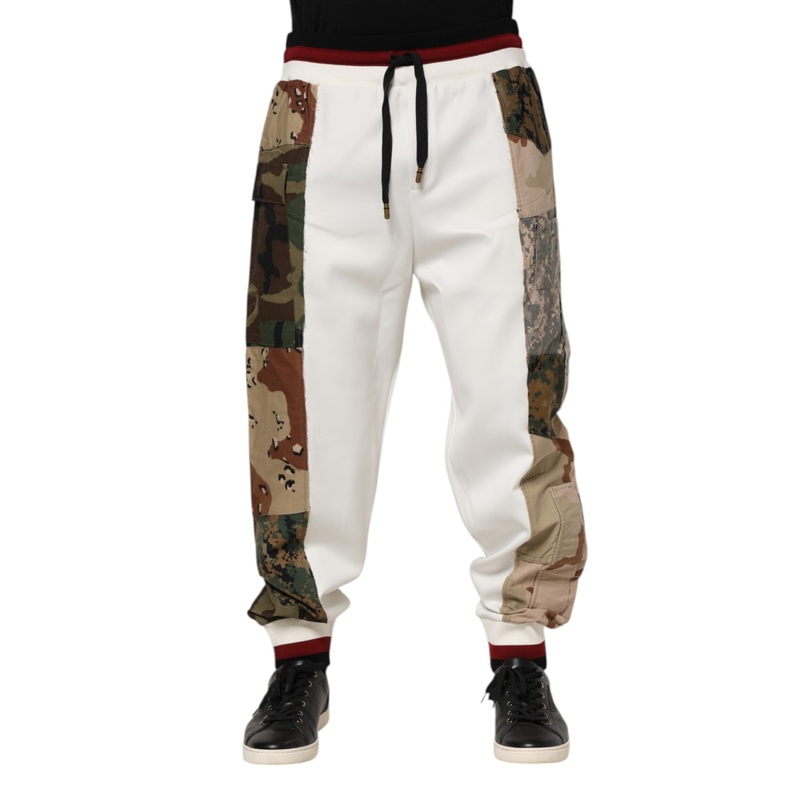 Dolce & Gabbana White Patchwork Jogger Pants