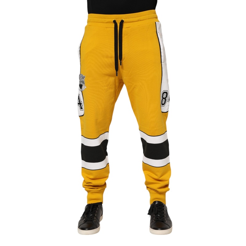 Dolce & Gabbana Yellow Print Cotton Drawstring Jogger Pants