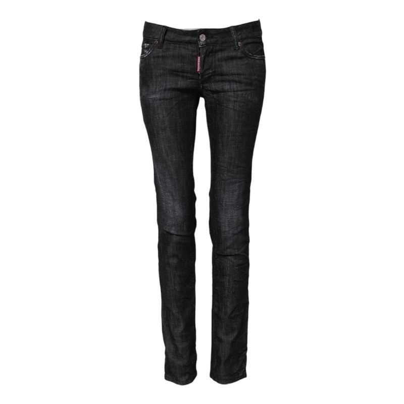 Dsquared Black Cotton Low Waist Skinny Denim Jeans