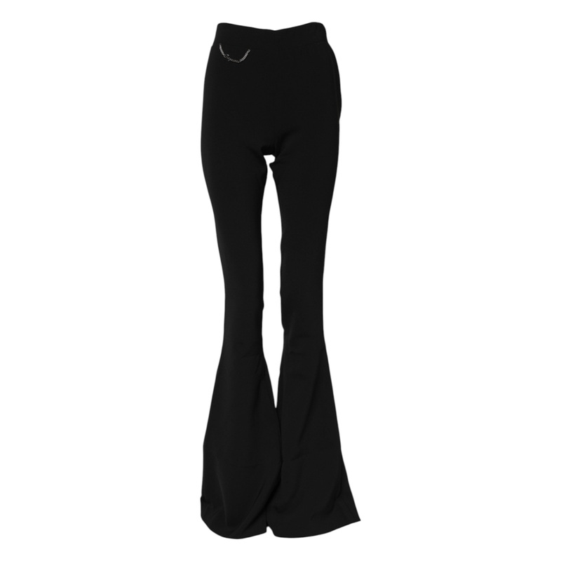 Dsquared Black Polyester High Waisted Flared Pants