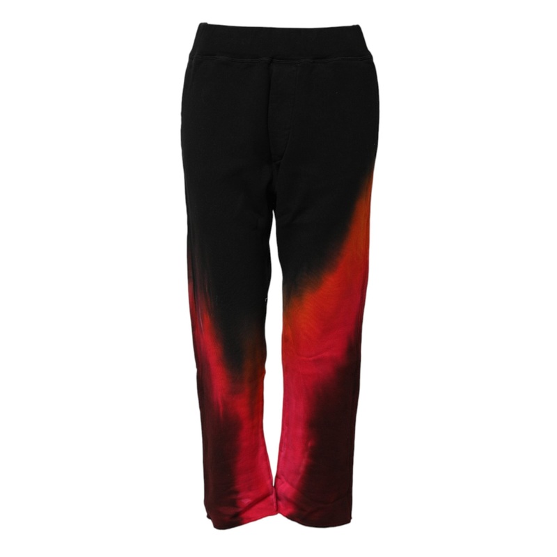 Dsquared Black Red Cotton Straight Fit Jogger Pants