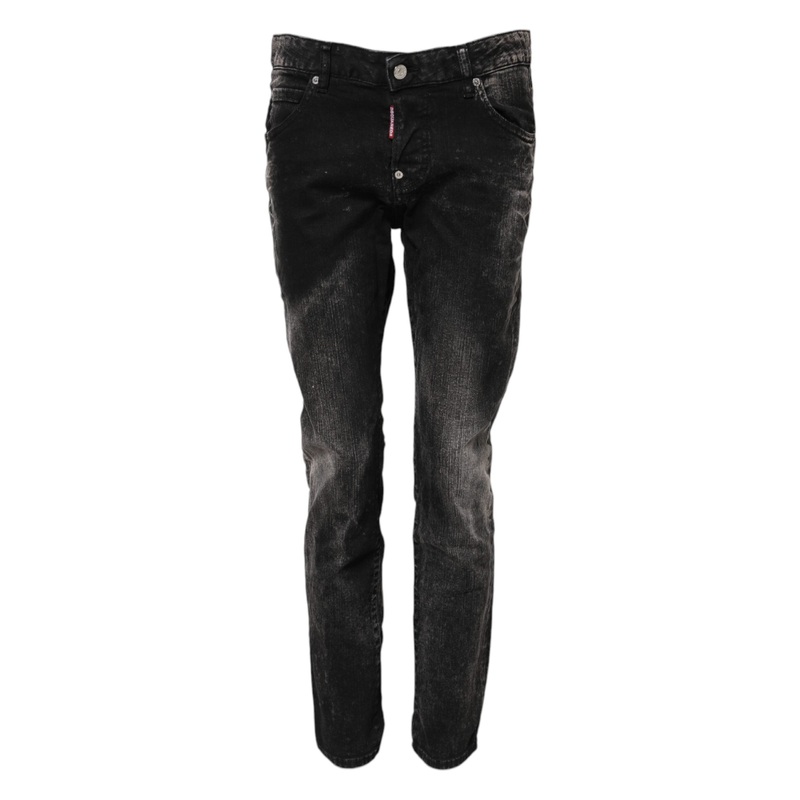 Dsquared Black Washed Mid Waist Tapered Denim Jeans