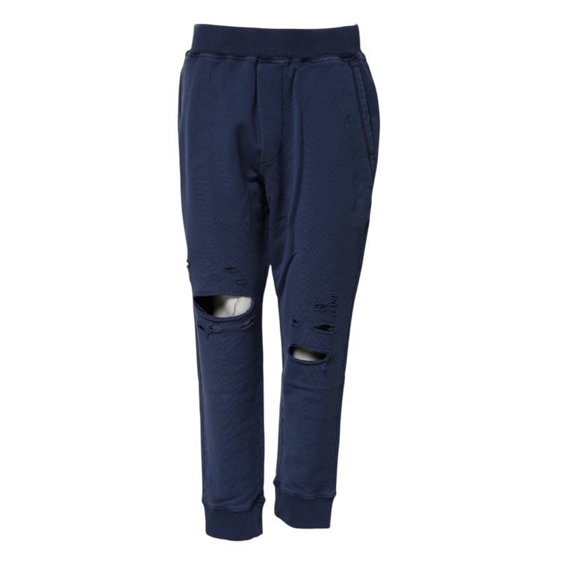 Dsquared Blue Cotton Mid Waisted Jogger Pants