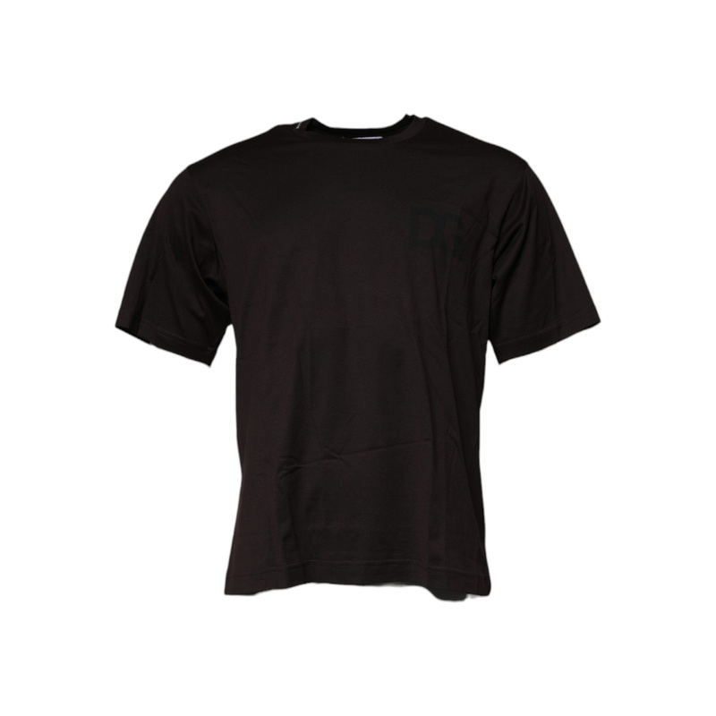 Dolce & Gabbana Dark Brown Logo Cotton Crew Neck T-shirt