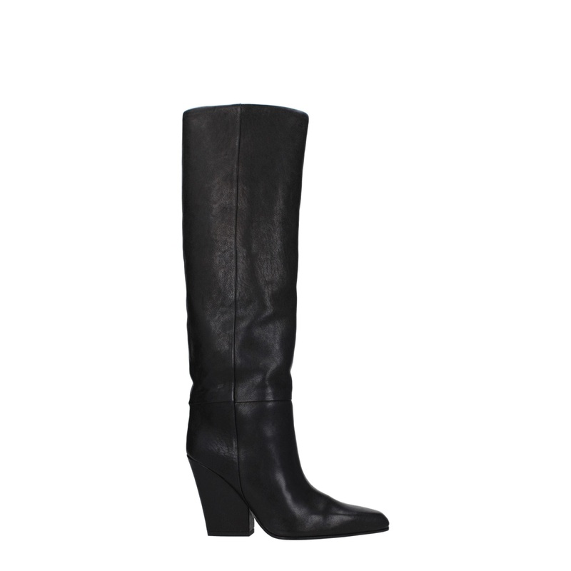 Paris Texas Black Leather High Heel Boots
