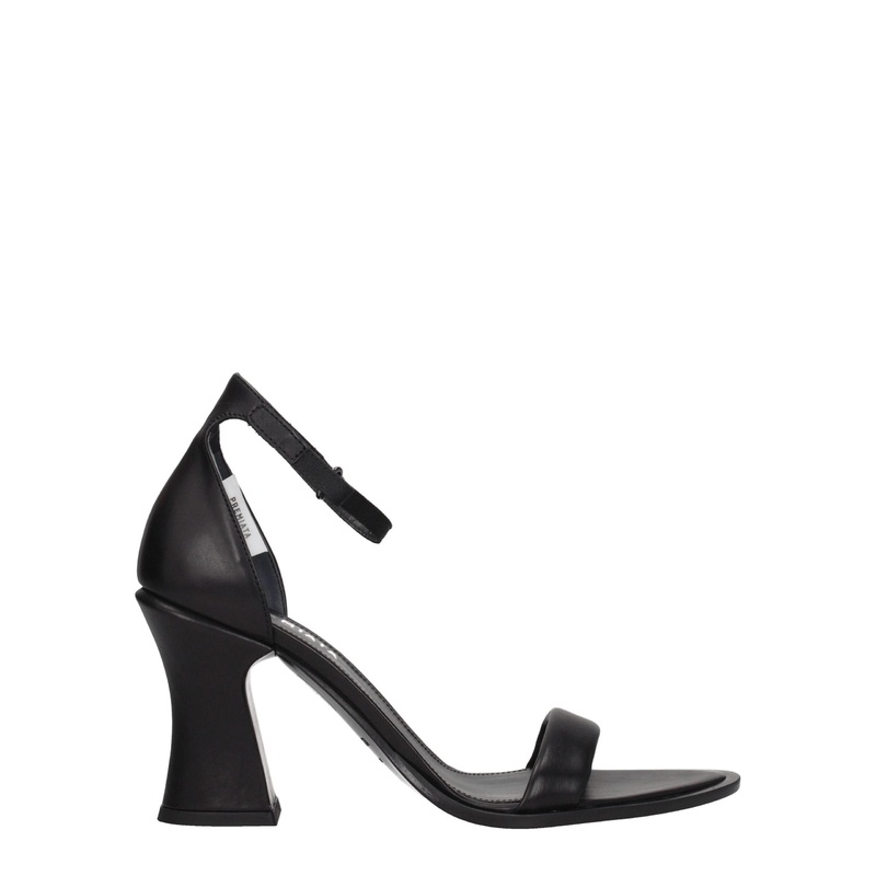 Premiata Black Leather Flat Sandals