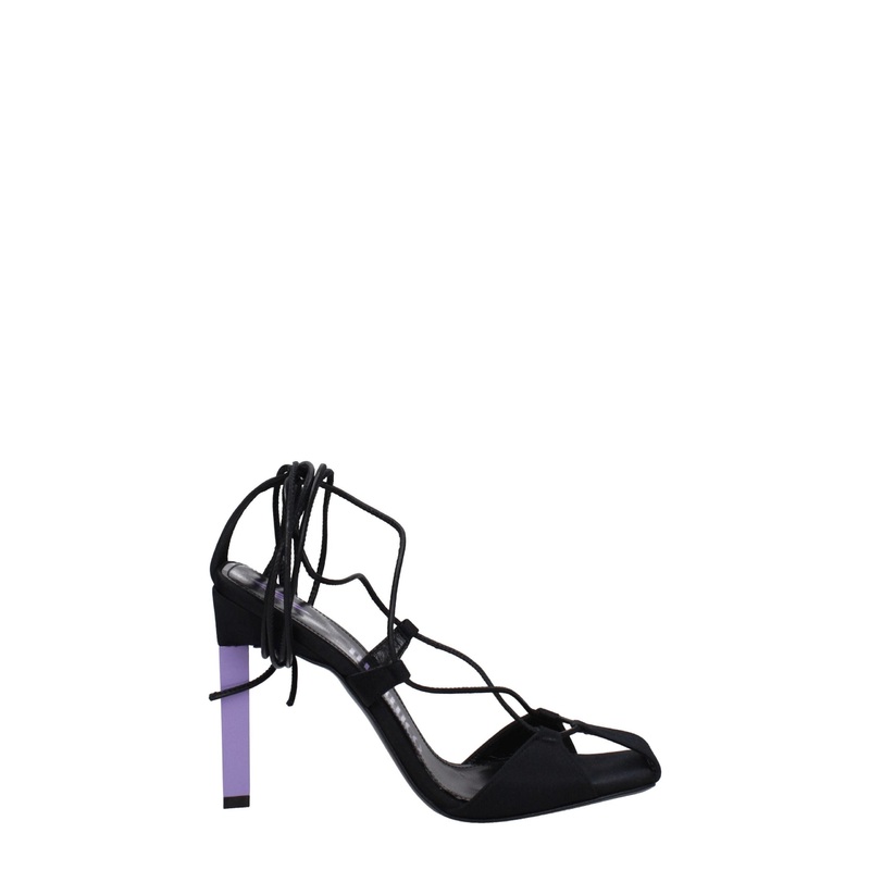 The Attico Black Fabric Stiletto Heels Sandals