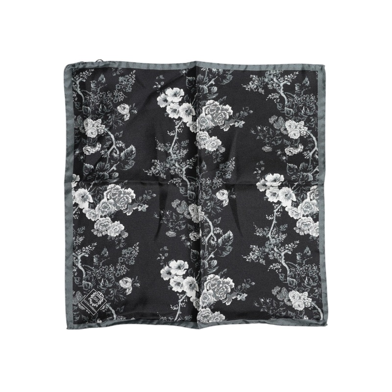Dolce & Gabbana Black Floral Silk Square Foulard Scarf