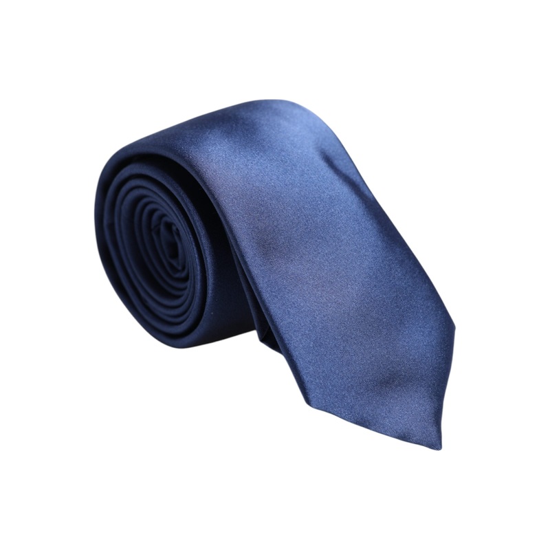 Dolce & Gabbana Blue Solid Silk Adjustable Necktie Tie