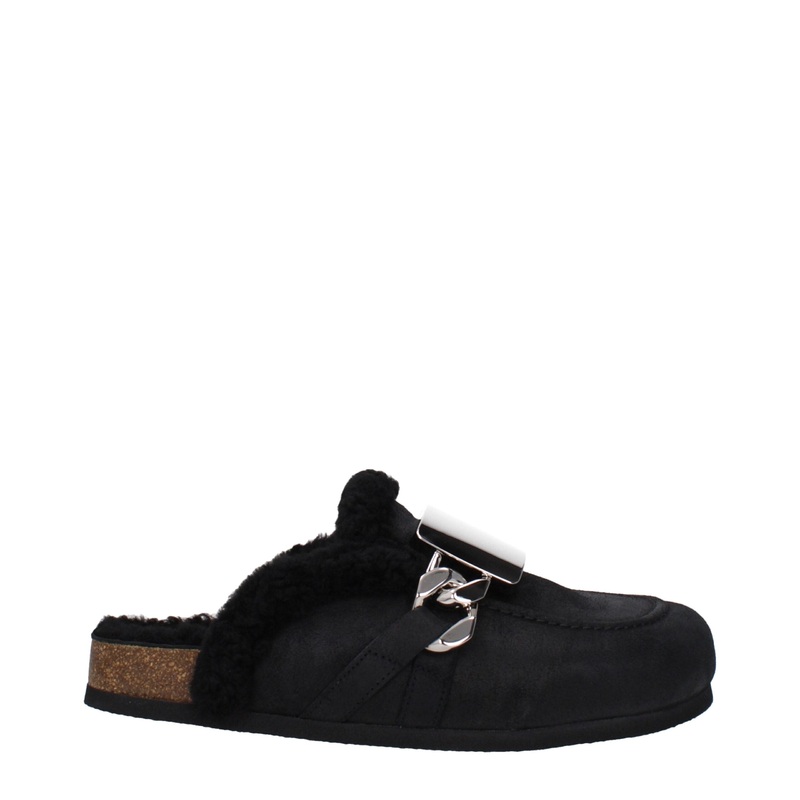 Jw Anderson Black Leather Slippers Sandals