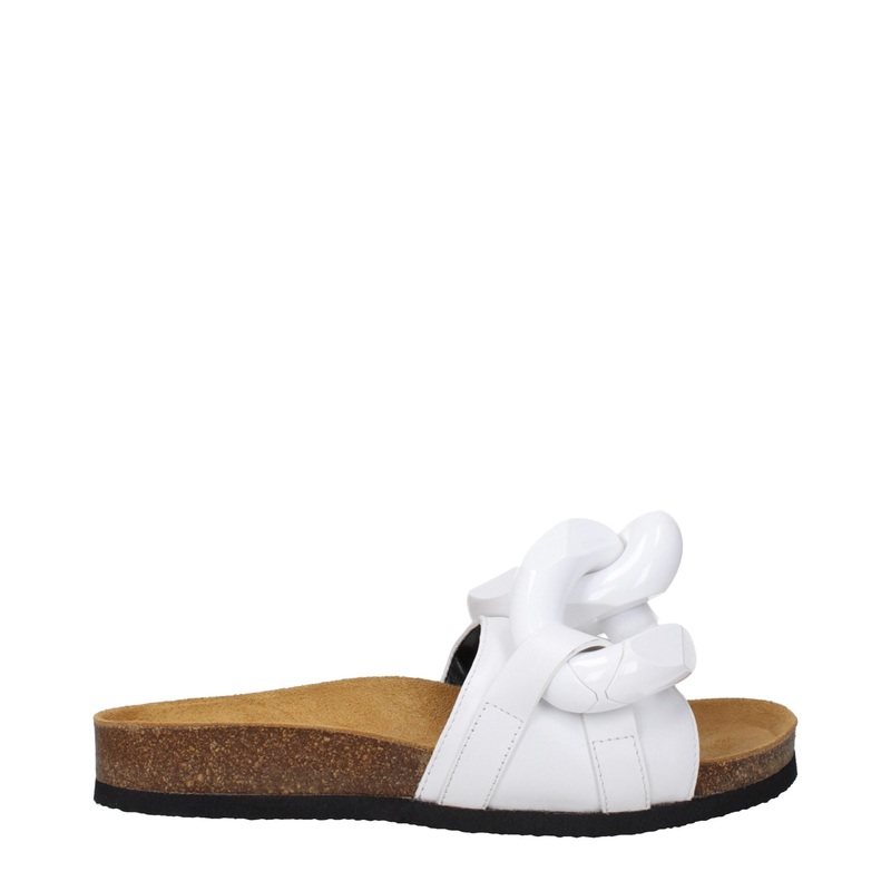 Jw Anderson White Leather Slippers Sandals