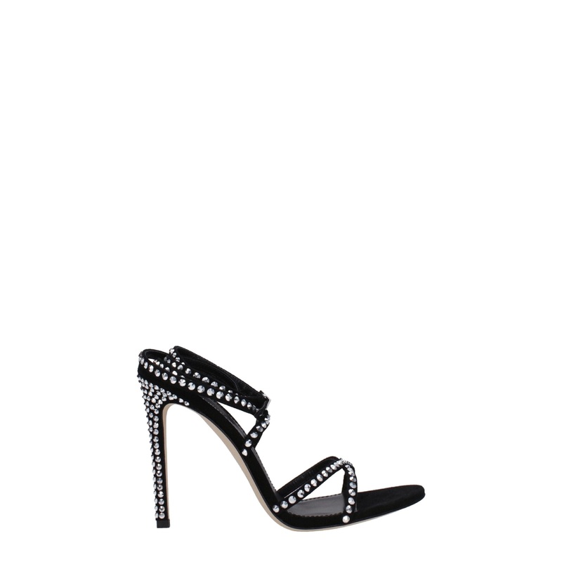 Paris Texas Black Leather Stiletto Heels Sandals