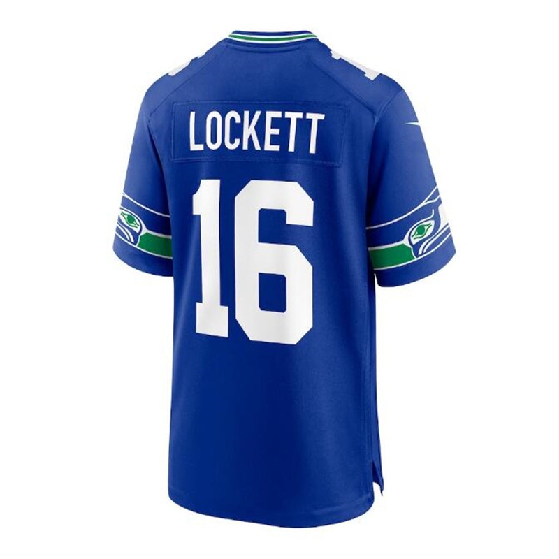 S.Seahawks #16 Tyler Lockett Throwback Player Game Jersey – Royal Stitched American Football Jerseys