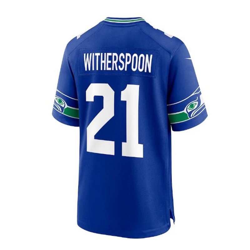 S.Seahawks #21 Devon Witherspoon Throwback Player Game Jersey – Royal Stitched American Football Jerseys
