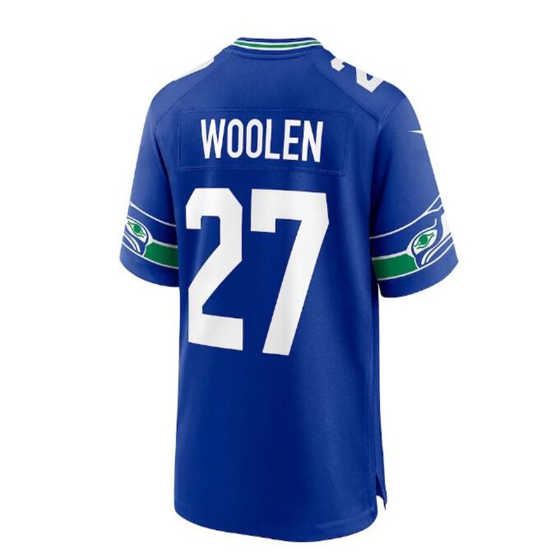 S.Seahawks #27 Tariq Woolen Throwback Player Game Jersey – Royal Stitched American Football Jerseys