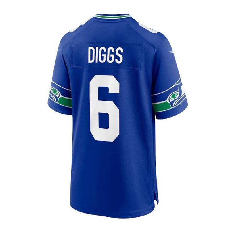 S.Seahawks #6 Quandre Diggs Throwback Player Game Jersey – Royal Stitched American Football Jerseys