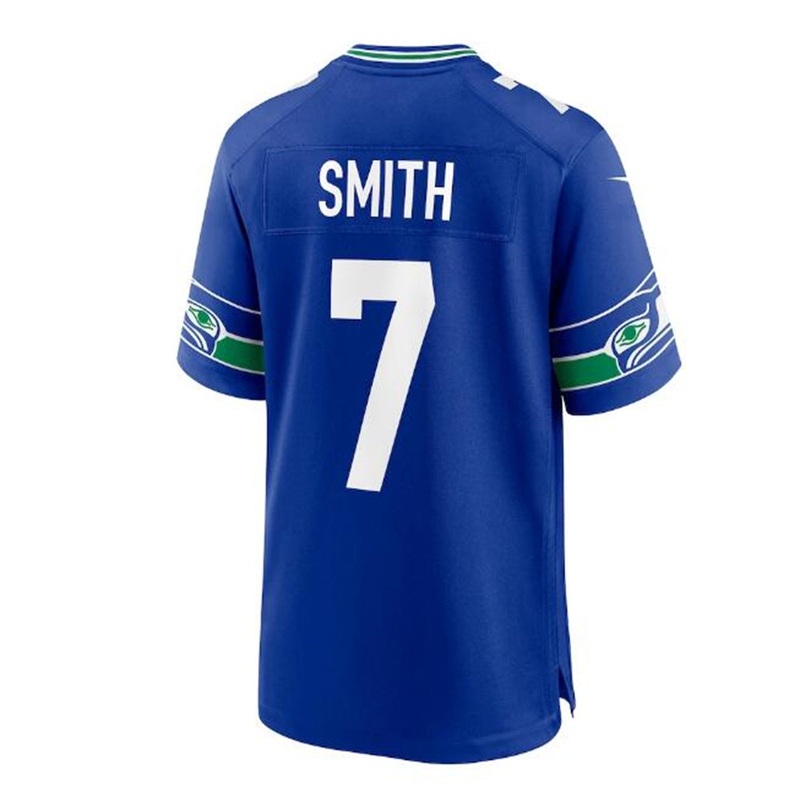 S.Seahawks #7 Geno Smith Throwback Player Game Jersey – Royal Stitched American Football Jerseys