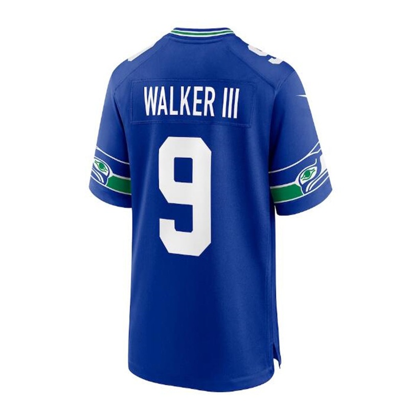 S.Seahawks #9 Kenneth Walker III Throwback Player Game Jersey – Royal Stitched American Football Jerseys