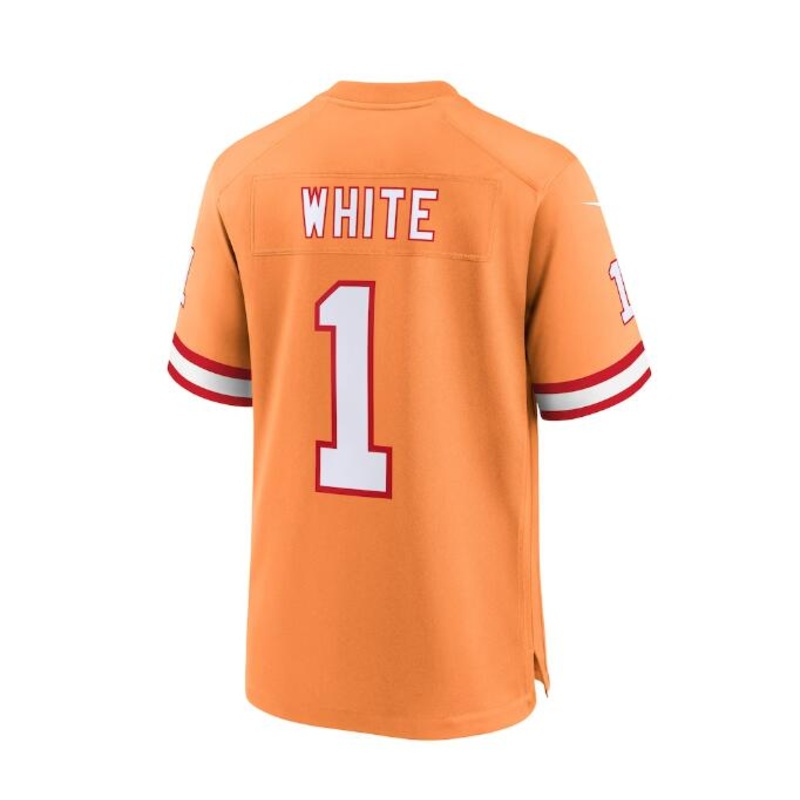 TB.Buccaneers #1 Rachaad White Throwback Game Jersey – Orange Stitched American Football Jerseys