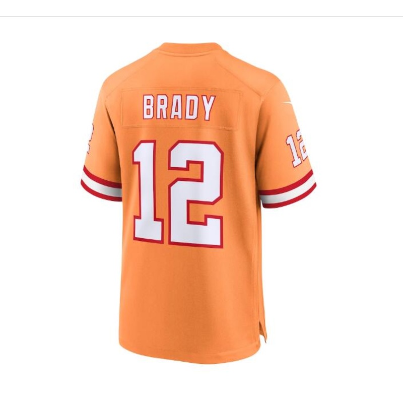 TB.Buccaneers #12 Tom Brady Throwback Game Jersey – Orange Stitched American Football Jerseys