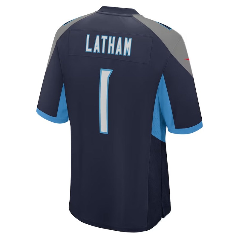 T.Titans #1 JC Latham 2024 Draft First Round Pick Player Game Jersey – Navy American Football Jerseys