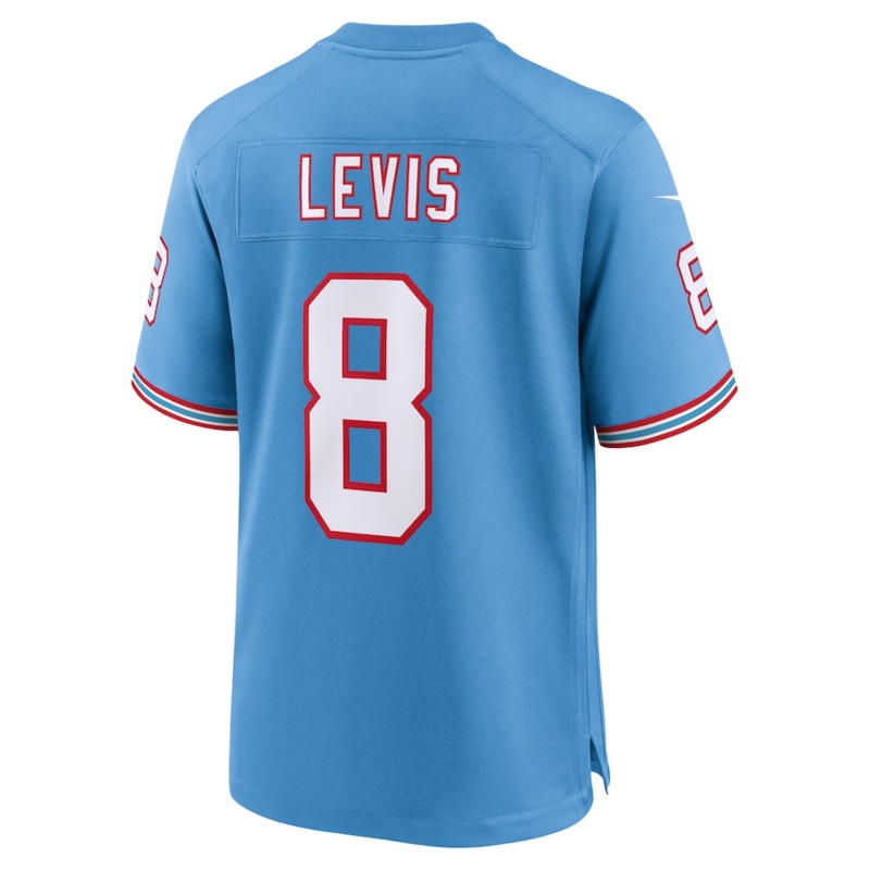 T.Titans #8 Will Levis Oilers Throwback Player Game Jersey – Light Blue American Football Jerseys