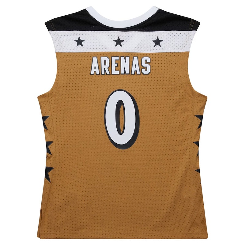 W.Wizards #0 Gilbert Arenas Mitchell & Ness 2006-07 Hardwood Classics Swingman Jersey – Gold Stitched American Basketball Jersey