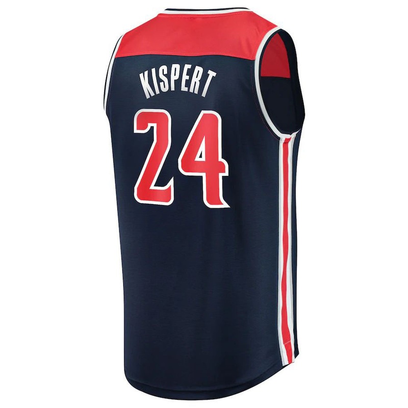W.Wizards #24 Corey Kispert Fanatics Branded  Fast Break Replica Jersey Navy Statement Edition Stitched American Basketball Jersey