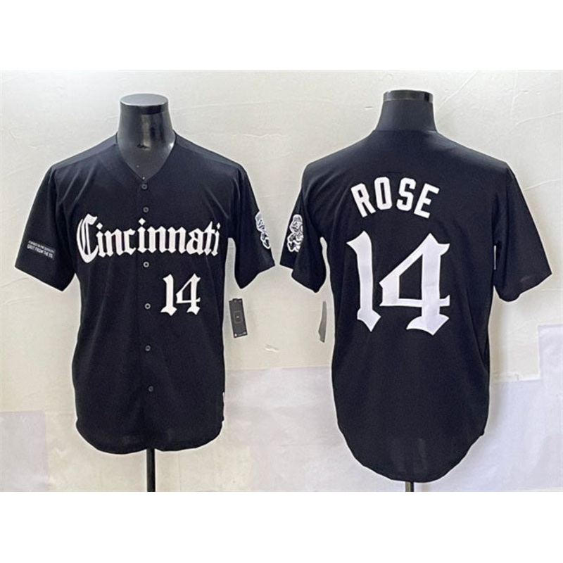 Cincinnati Reds #14 Pete Rose Black ‘Gothic Queen City Edition’ Vapor Premier Limited Stitched Baseball Jersey