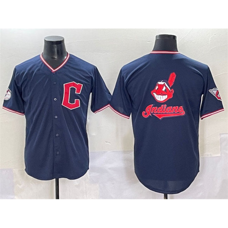Cleveland Guardians Team Big Logo Navy 2025 Alternate Limited Stitched Baseball Jersey