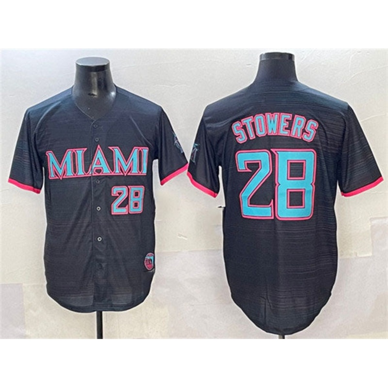 Miami Marlins #28 Kyle Stowers Black 2025 City Connect Limited Stitched Baseball Jersey
